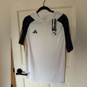 Adidas Real Madrid Soccer Jersey White Navy Gold Slim Fit Men’s Medium NWT